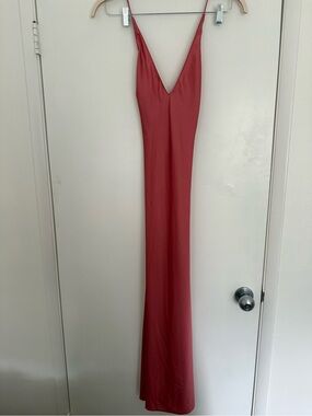Sleek V-Neck Backless Slip Dress in Dusty Rose